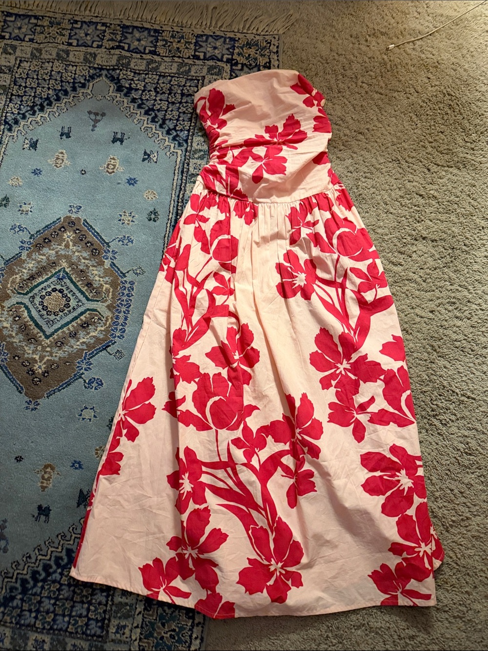 Pink and Fuchsia Floral Strapless Dress